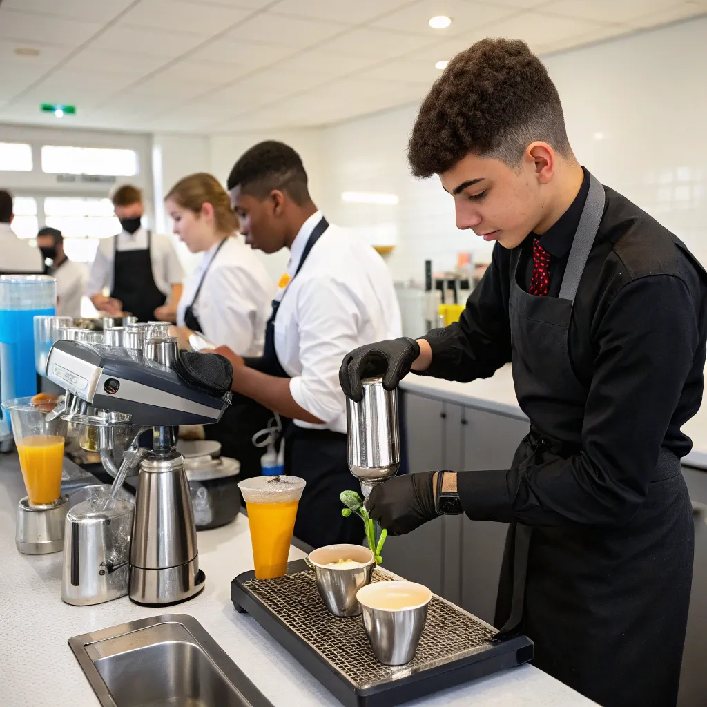 Professional beverage preparation at school setting